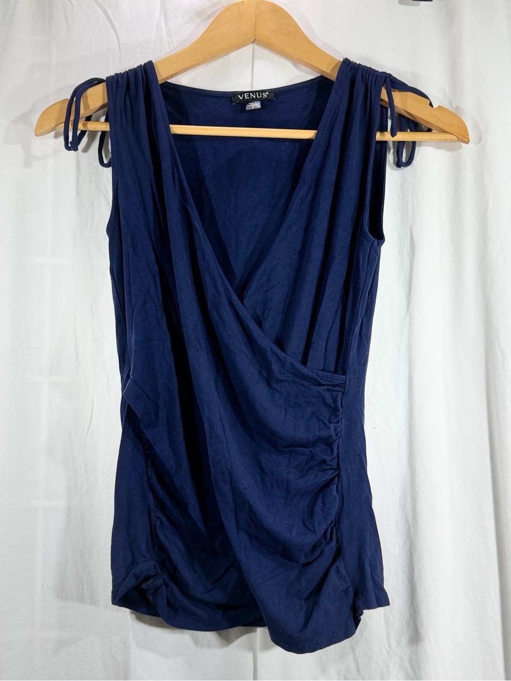 VENUS Navy Wrap-Front Sleeveless Camisole with Tie Straps